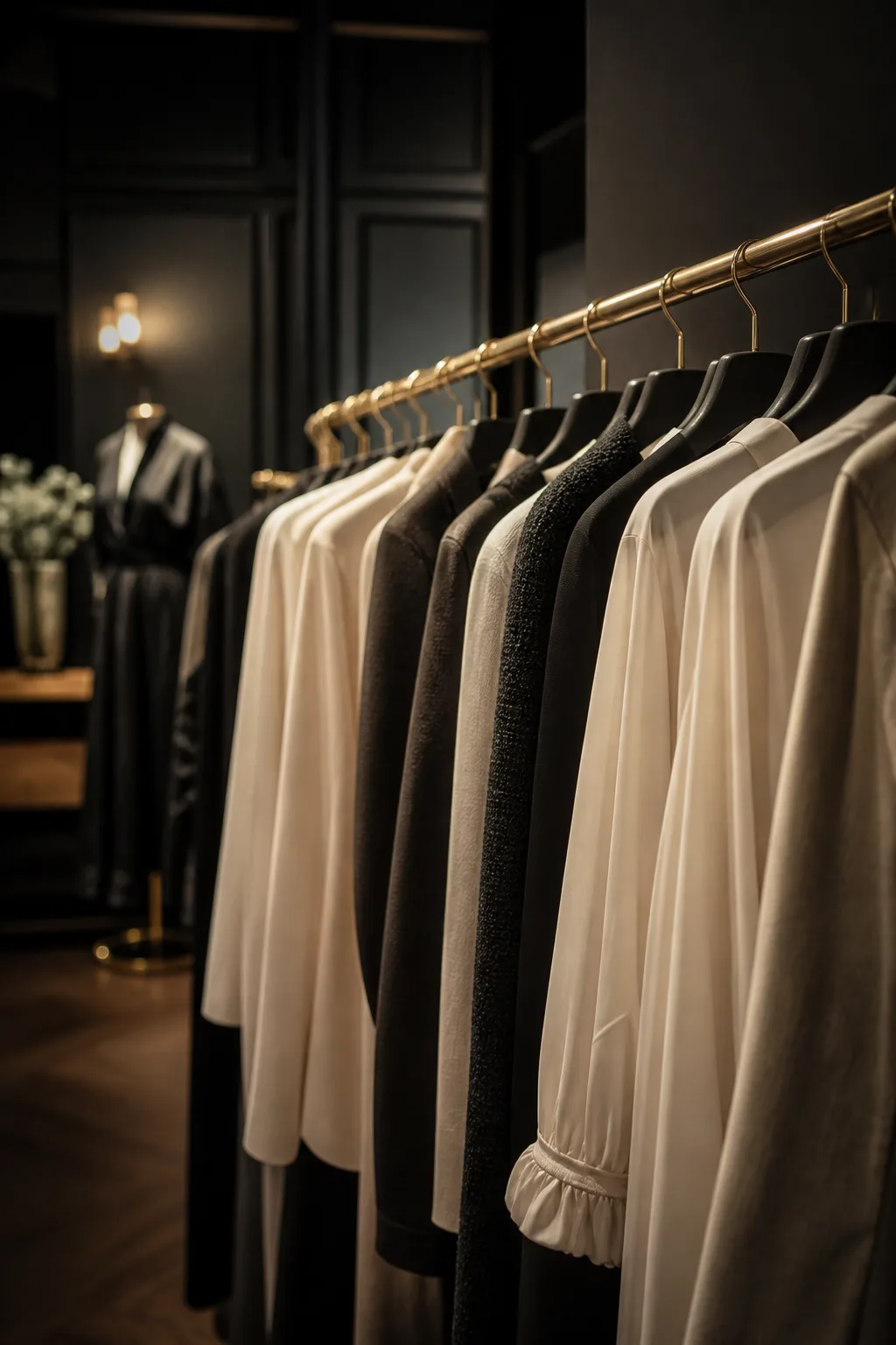 Garments on a rail in the BARI BUTI clothing lookbook